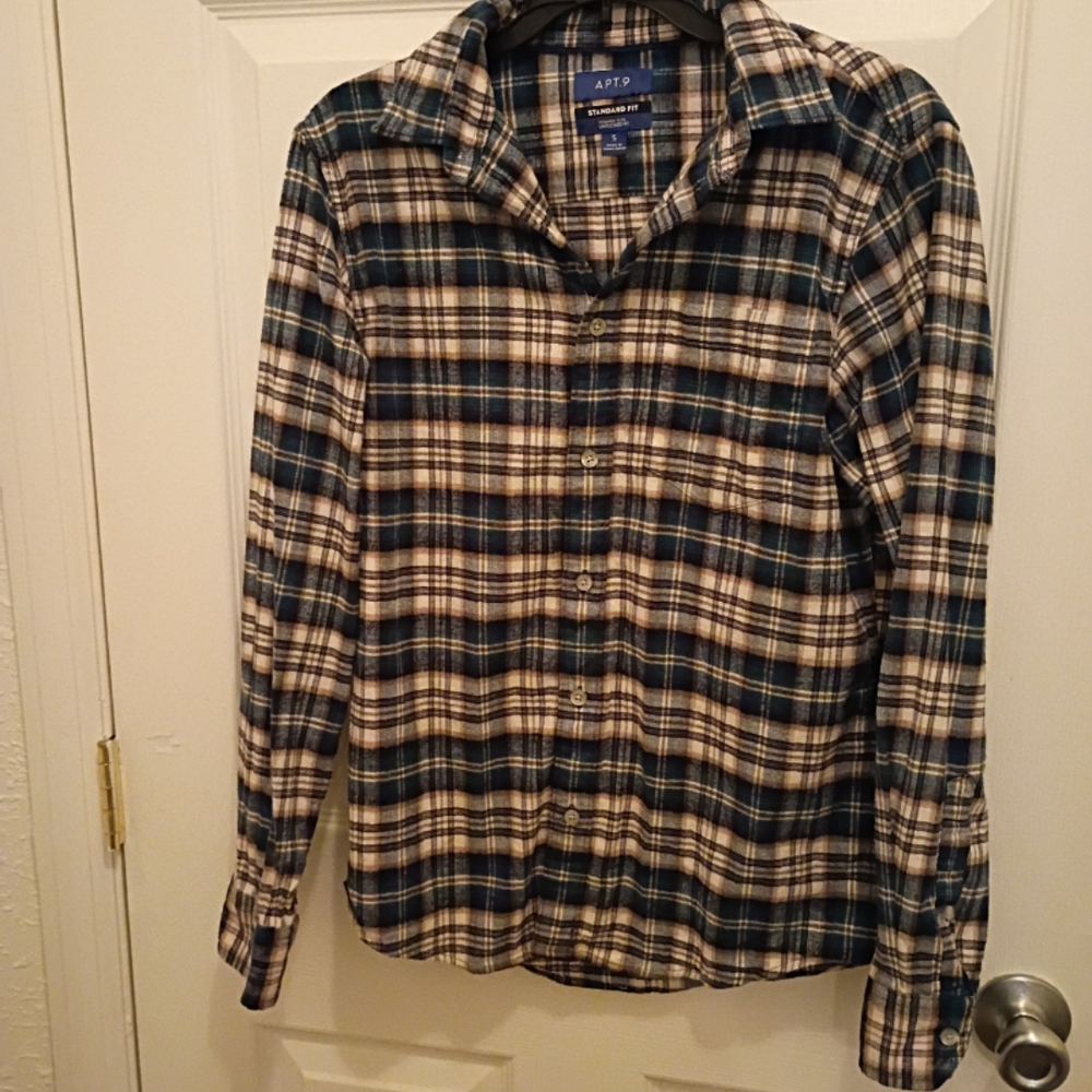 Apt. 9 Blue and Tan Plaid Shirt